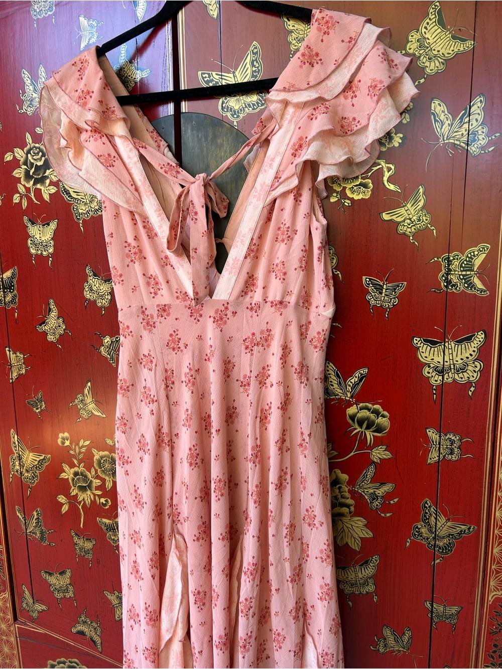 Free People Blush Pink Floral Ruffle Maxi Dress - Picture 4 of 4